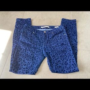 Zara Leopard Print Denim Jeans